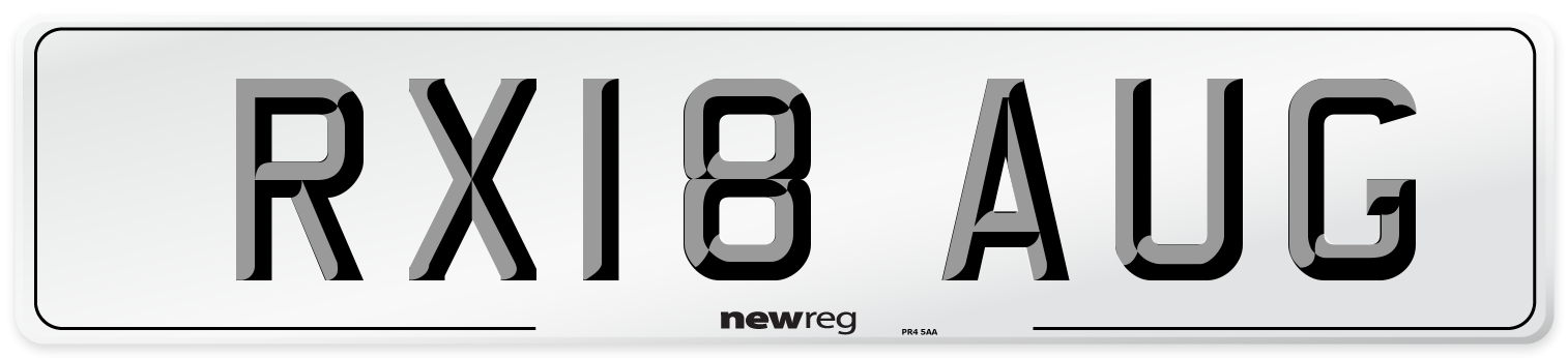 RX18 AUG Number Plate from New Reg
